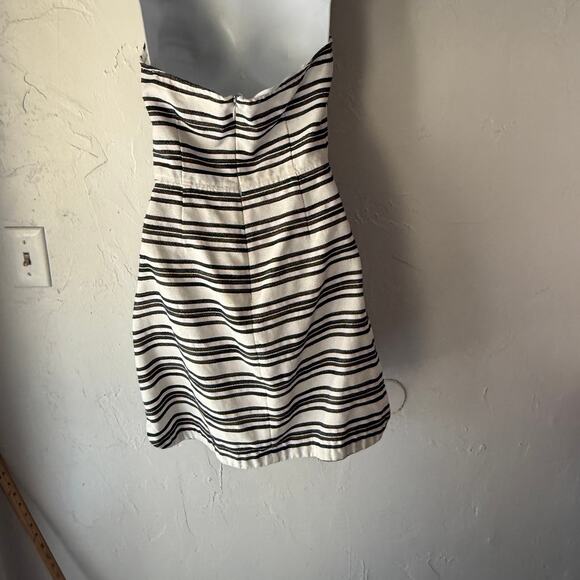A.L.C. Striped Halter Dress Size 8 Black White Pocket Mini Dress Cotton Viscose - Picture 4 of 6
